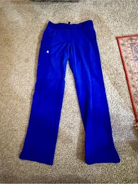 FIGS Technical Collection Royal Blue Scrub Pants XXS Yoga Waist Cargo Medical